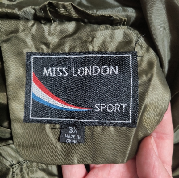 NWT Miss London wind suit jacket, women's 3X, dark green - Picture 5 of 10